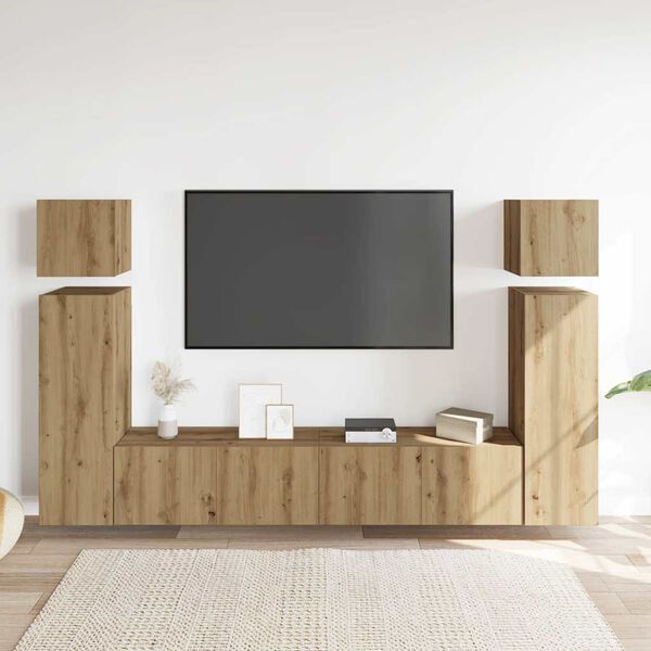 vidaXL Ensemble de meuble TV mural 8 pcs ch&ecirc;ne artisanal