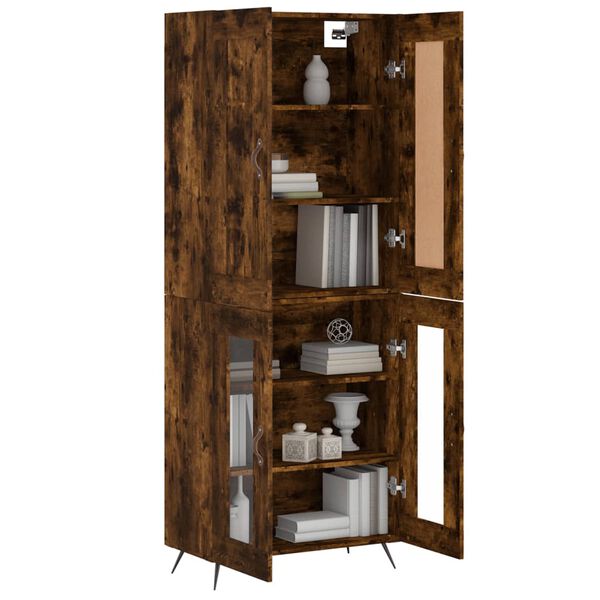 vidaXL Buffet haut Ch&ecirc;ne fum&eacute; 69,5x34x180 cm Bois d'ing&eacute;nierie