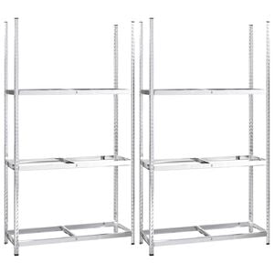 vidaXL Porte-pneus &agrave; 3 niveaux 2 pcs Argent&eacute; 110x40x200 cm Acier
