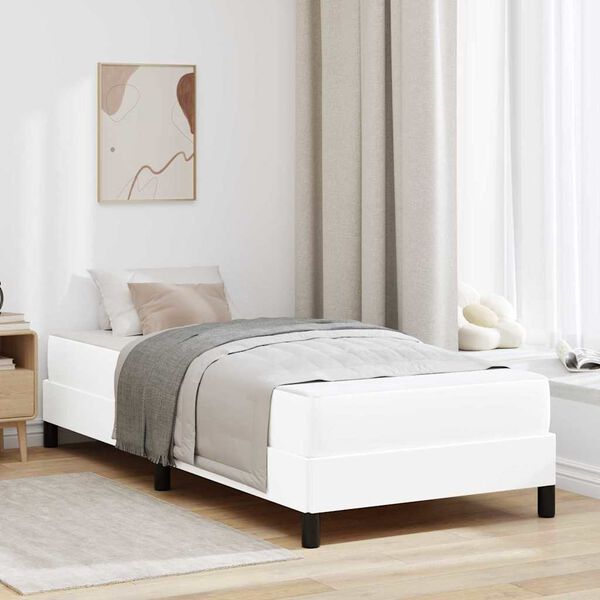 vidaXL Cadre de lit avec matelas Blanc pur 90 x 200 cm tissu