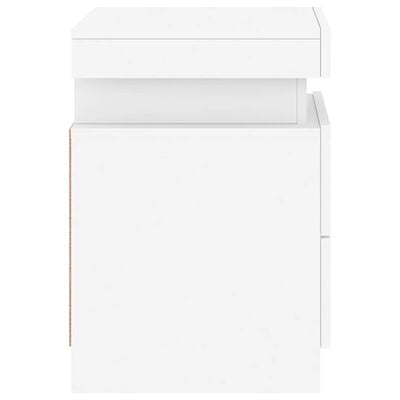 vidaXL Tables de chevet avec lumières LED 2 pcs blanc 35x39x55 cm