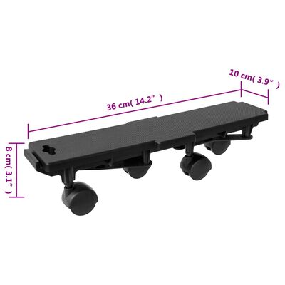 vidaXL Chariots de déménagement à 4 roues 10 pcs noir PP 170 kg