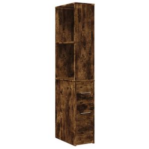 vidaXL Armoire de salle de bain &eacute;troite avec roulettes ch&ecirc;ne fum&eacute;