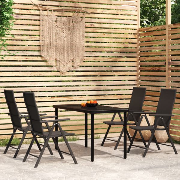 vidaXL Ensemble à manger de jardin 5 pcs Noir