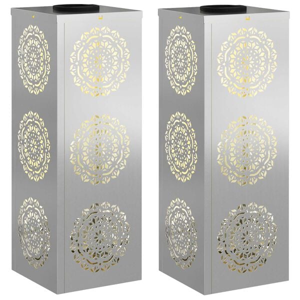 vidaXL Lumi&egrave;re de chemin LED solaire 2 pcs Galvanis&eacute; Galvanis&eacute;