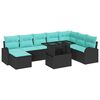 vidaXL Ensemble de canap&eacute; de jardin 9 pc Noir Poly rotin