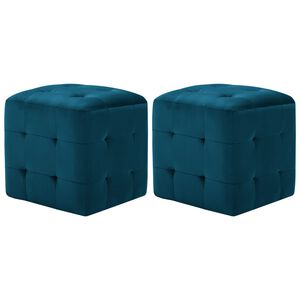 vidaXL 2 pcs Poufs Bleu 30 x 30 x 30 cm Tissu velours
