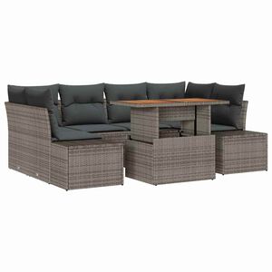 vidaXL Ensemble de canap&eacute; de jardin 7 pc Gris polyrotin