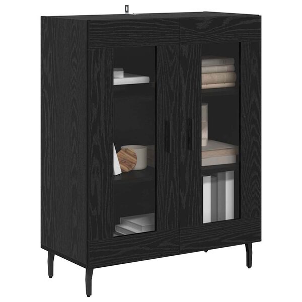 vidaXL Buffet Ch&ecirc;ne noir 69,5 x 34 x 90 cm Bois d'ing&eacute;nierie