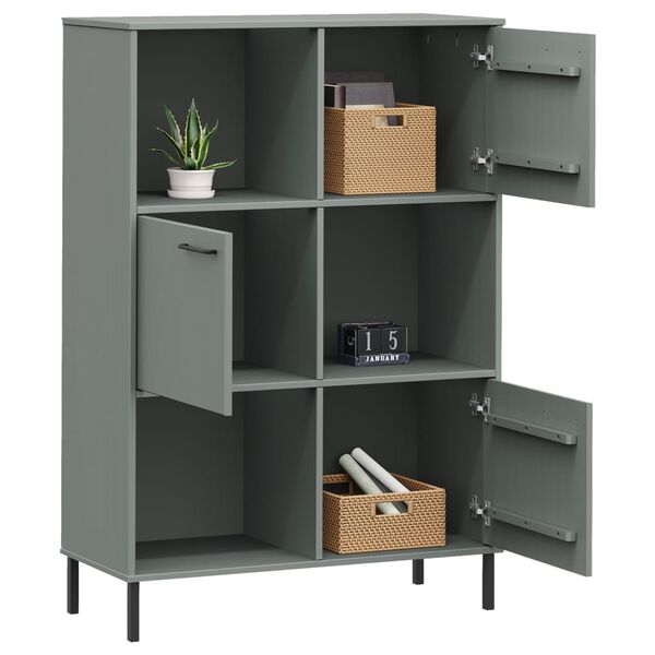 vidaXL Biblioth&egrave;que avec pieds en m&eacute;tal Gris 90x35x128,5 cm Bois OSLO