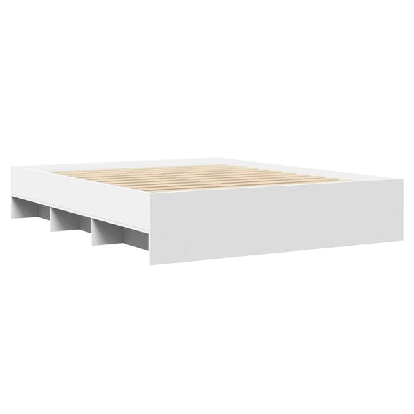 vidaXL Cadre de lit sans matelas blanc 160x200 cm bois d'ing&eacute;nierie