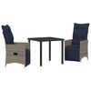 vidaXL Ensemble de salle à manger pour jardin 3 pcs Gris polyrotin
