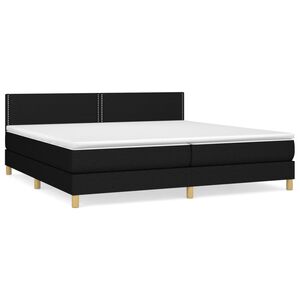 vidaXL Sommier &agrave; lattes de lit avec matelas Noir 200x200 cm Tissu