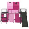 vidaXL Lit mezzanine pour enfants Noir et rose 74,5 x 190 cm M&eacute;tал