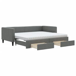 vidaXL Lit de jour avec gigogne et tiroirs gris fonc&eacute; 90x190 cm tissu