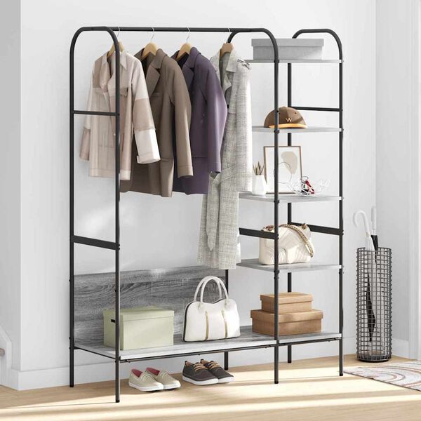 vidaXL Porte-vêtements Gris 120 x 44 x 160 cm Bois d'ingénierie