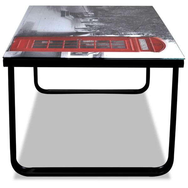 vidaXL Table basse avec impression de cabine téléphonique Dessus verre
