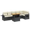 vidaXL Salon de jardin 7 pcs avec coussins noir r&eacute;sine tress&eacute;e
