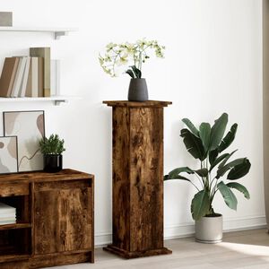 vidaXL Pi&eacute;destal avec rangement ch&ecirc;ne fum&eacute; 31x30x90 cm bois ing&eacute;nierie