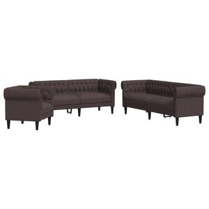 vidaXL Ensemble de canap&eacute;s 3 pcs marron fonc&eacute; tissu