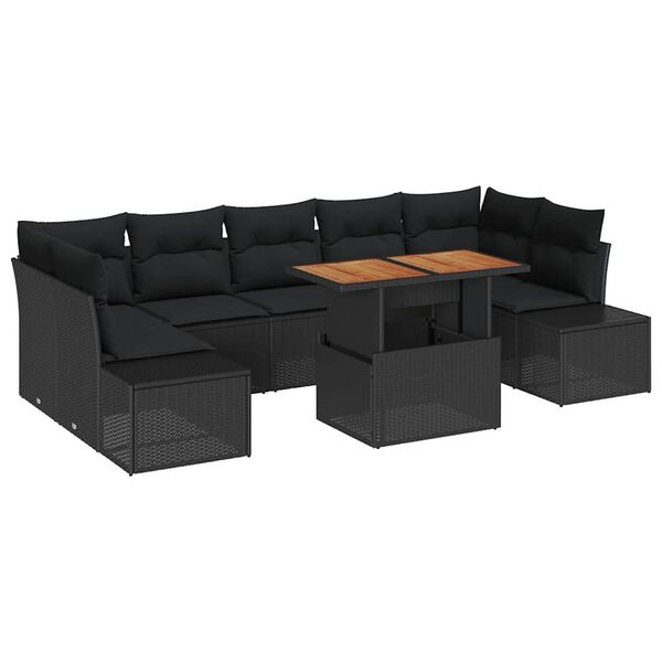 vidaXL Ensemble de salle &agrave; manger pour jardin 8 pcs Noir et Marron