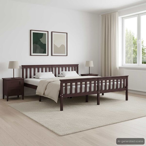 vidaXL Cadre de lit sans matelas marron foncé pin massif 180x200 cm