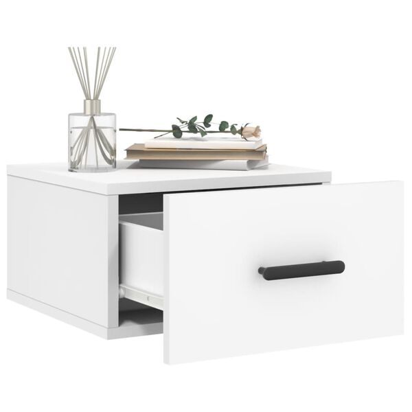 vidaXL Table de chevet murale blanc 35x35x20 cm