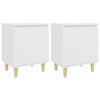 vidaXL Tables de chevet avec pieds en bois 2 pcs Blanc 40x30x50 cm