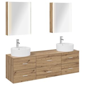vidaXL Ensemble de mobilier de salle de bain 5 pcs Ch&ecirc;ne artisanal