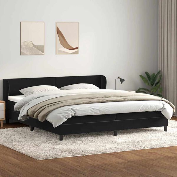 vidaXL Sommier &agrave; lattes de lit avec matelas noir 200x210 cm Velours