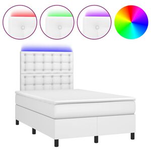 vidaXL Sommier &agrave; lattes de lit avec matelas et LED Blanc 120x200 cm
