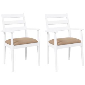 vidaXL Chaises de salle &agrave; manger avec coussins (2 pcs) bois massif blanc caoutchouc