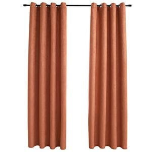 vidaXL Rideaux occultants et anneaux en m&eacute;tal 2 pcs Rouille 140x175 cm