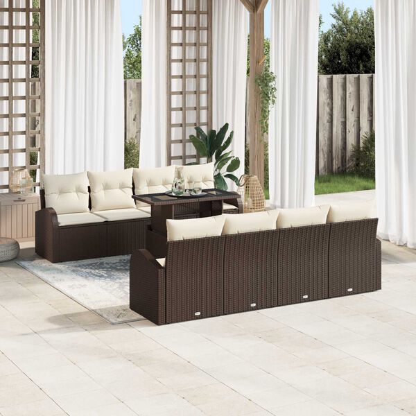 vidaXL Ensemble de canapé de jardin 7 pcs Marron Poly rotin