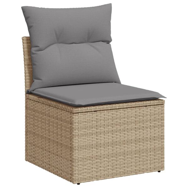 vidaXL Salon de jardin avec coussins 8pcs m&eacute;lange beige r&eacute;sine tress&eacute;e