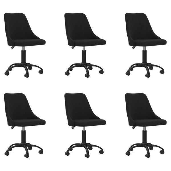 vidaXL Chaises pivotantes &agrave; manger lot de 6 noir tissu