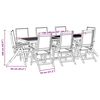 vidaXL Ensemble &agrave; manger de jardin 9pcs bois d'acacia solide textil&egrave;ne