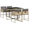 vidaXL Ensemble &agrave; manger de jardin coussins 5 pcs m&eacute;lange beige rotin