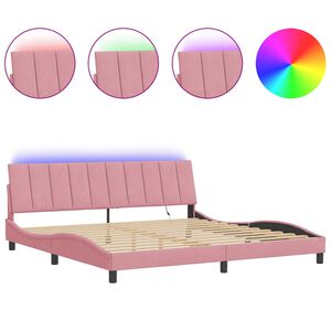 vidaXL Cadre de lit avec LED sans matelas Hanko rose 200x200 cm velours