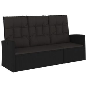 vidaXL Banc de jardin inclinable et coussins noir 173cm r&eacute;sine tress&eacute;e