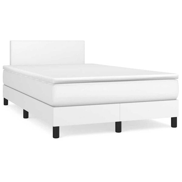 vidaXL Sommier &agrave; lattes de lit matelas LED blanc 120x190 cm similicuir