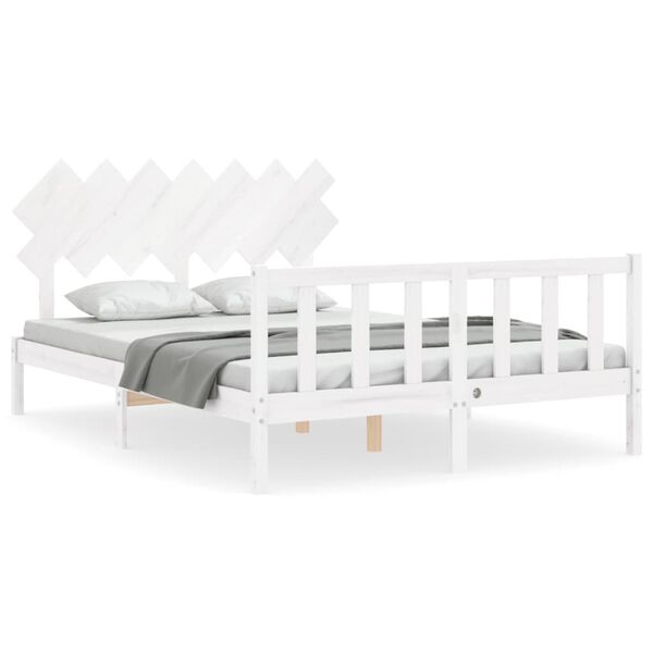 vidaXL Cadre de lit sans matelas blanc bois de pin massif