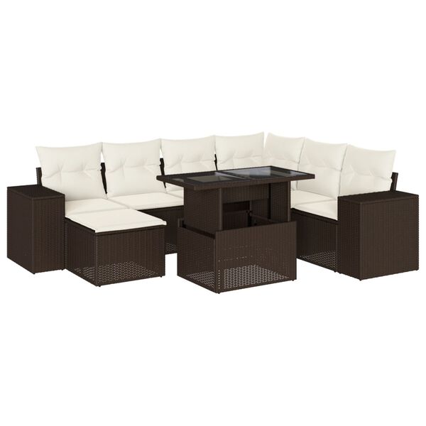 vidaXL Salon de jardin 8 pcs avec coussins marron r&eacute;sine tress&eacute;e