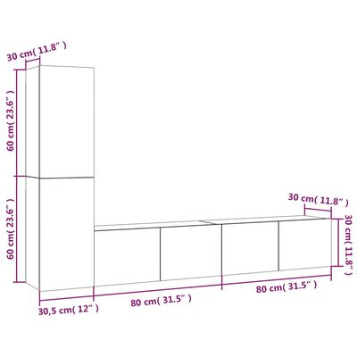 vidaXL Ensemble de meubles TV 4 pcs Chêne marron Bois d'ingénierie