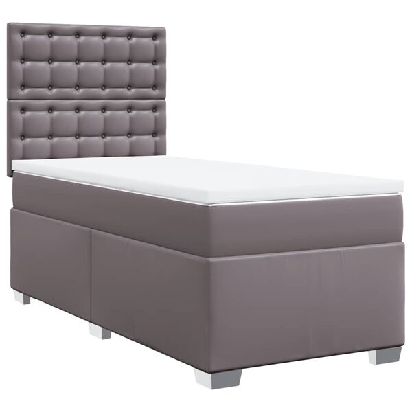 vidaXL Sommier &agrave; lattes de lit avec matelas Gris 90x200 cm Similicuir