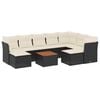 vidaXL Salon de jardin 10 pcs avec coussins noir r&eacute;sine tress&eacute;e