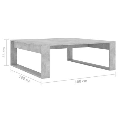 vidaXL Table basse Gris béton 100x100x35 cm Aggloméré