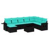 vidaXL Ensemble de canap&eacute; de jardin 9 pcs avec coussins noir r&eacute;sine tress&eacute;e