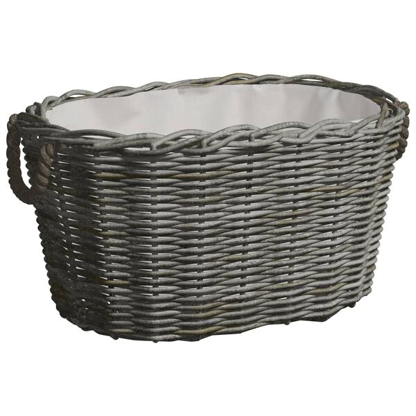 vidaXL Panier &agrave; bois de chauffage avec poign&eacute;es 59x42x28 cm Gris Saule