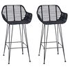 vidaXL Chaise de bar 2 pc Noir 55 x 52 x 92 cm Rotin et m&eacute;tal